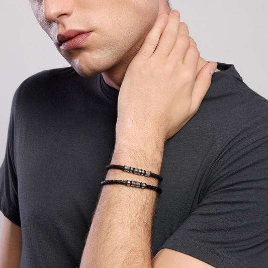 Bracciale Uomo Smarter in Acciaio e Silicone Nero 533711