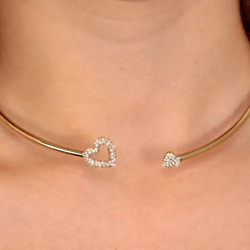 Collar Incontri Dorado con Corazones SAUQ01