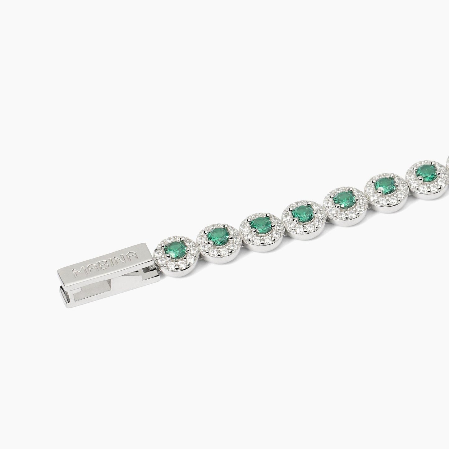 Bracciale Milanesienne Tennis in Argento con Smeraldi Sintetici 533824