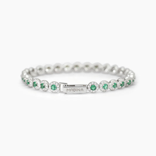 Bracciale Milanesienne Tennis in Argento con Smeraldi Sintetici 533824