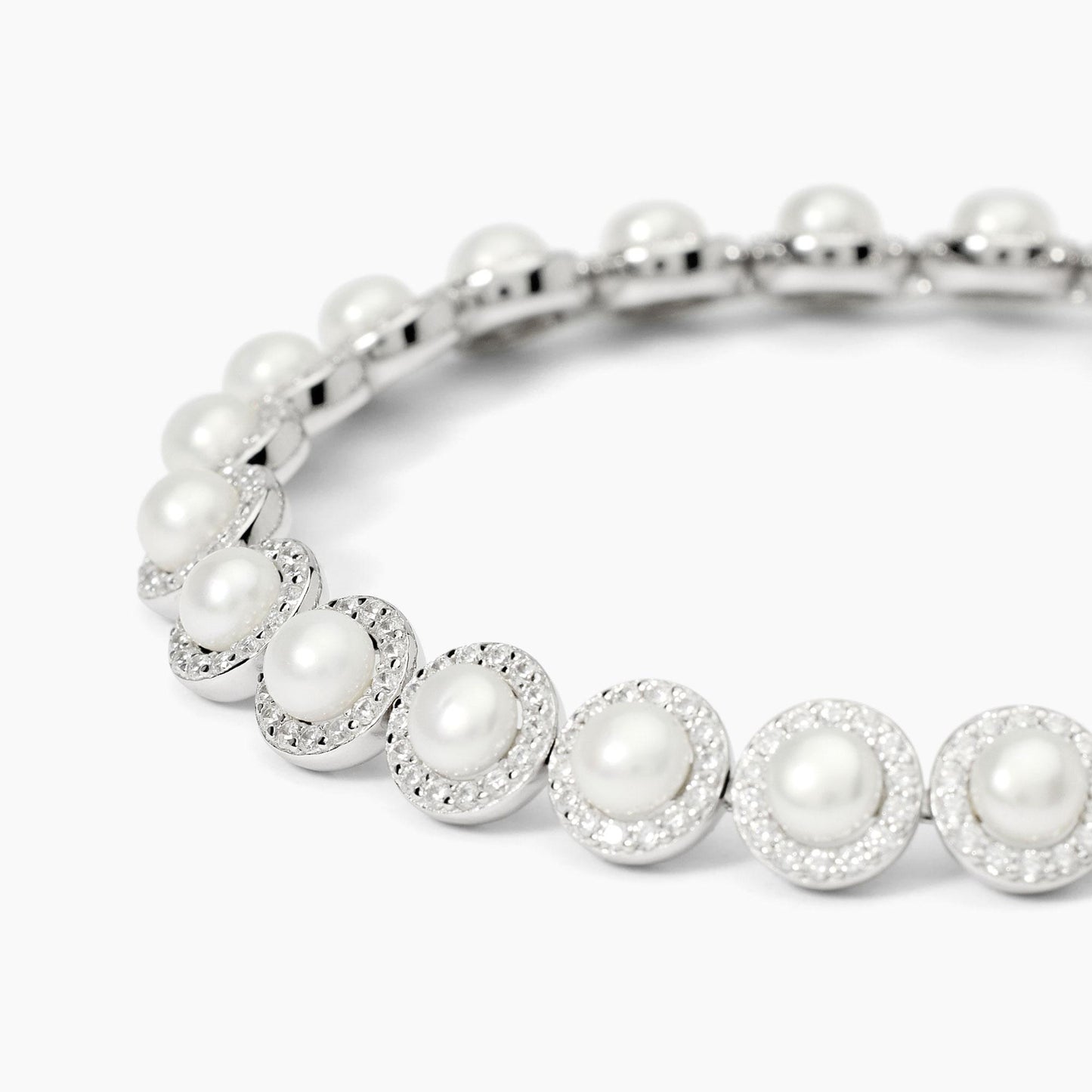 Bracciale Milanesienne Tennis in Argento con Perle e Zirconi 533826