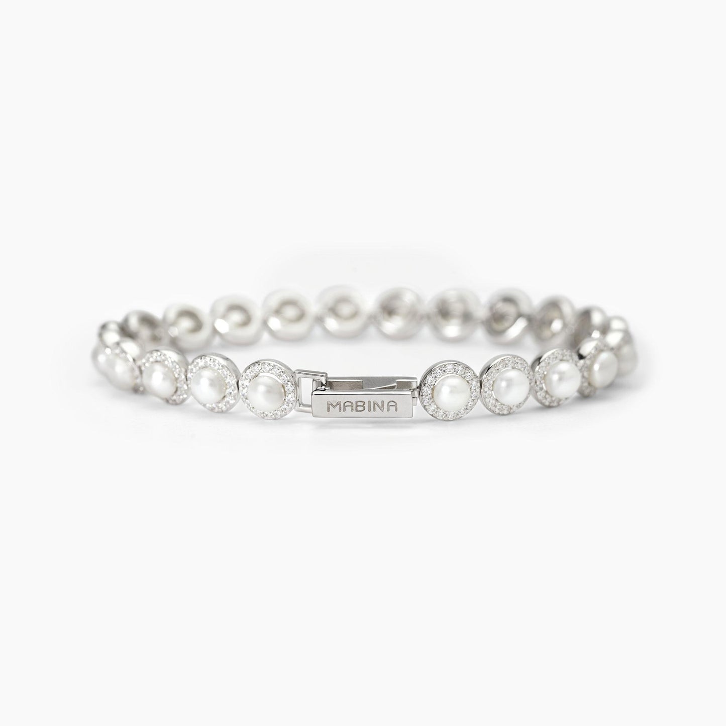 Bracciale Milanesienne Tennis in Argento con Perle e Zirconi 533826