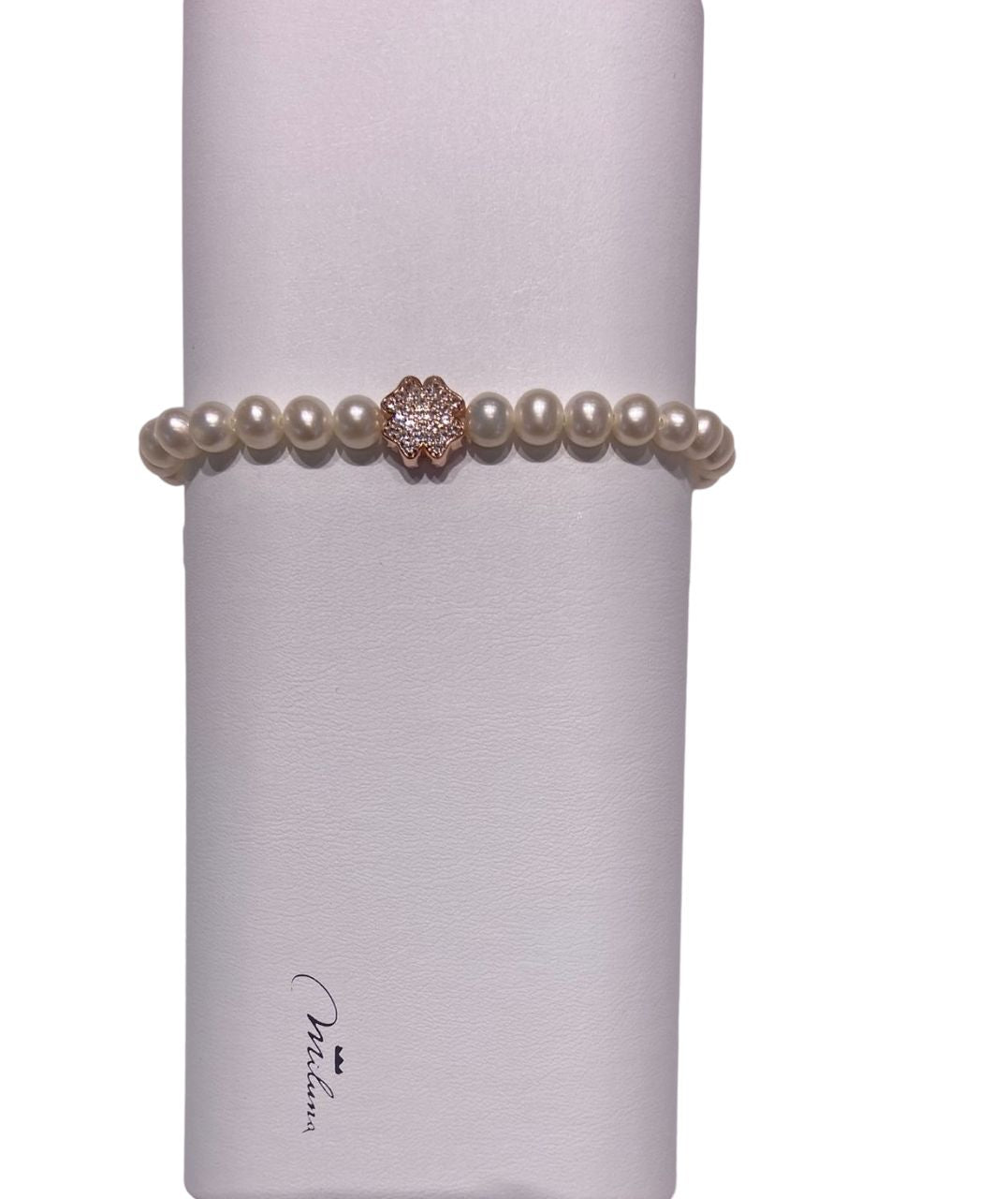 Bracciale Miss Italia con Perla 6mm e Quadrifoglio Rosato PBR3501R-TPZ