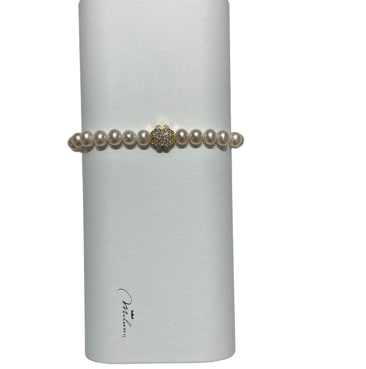 Bracciale Miss Italia con Perla 6mm e Quadrifoglio Dorato PBR3501-TPZ