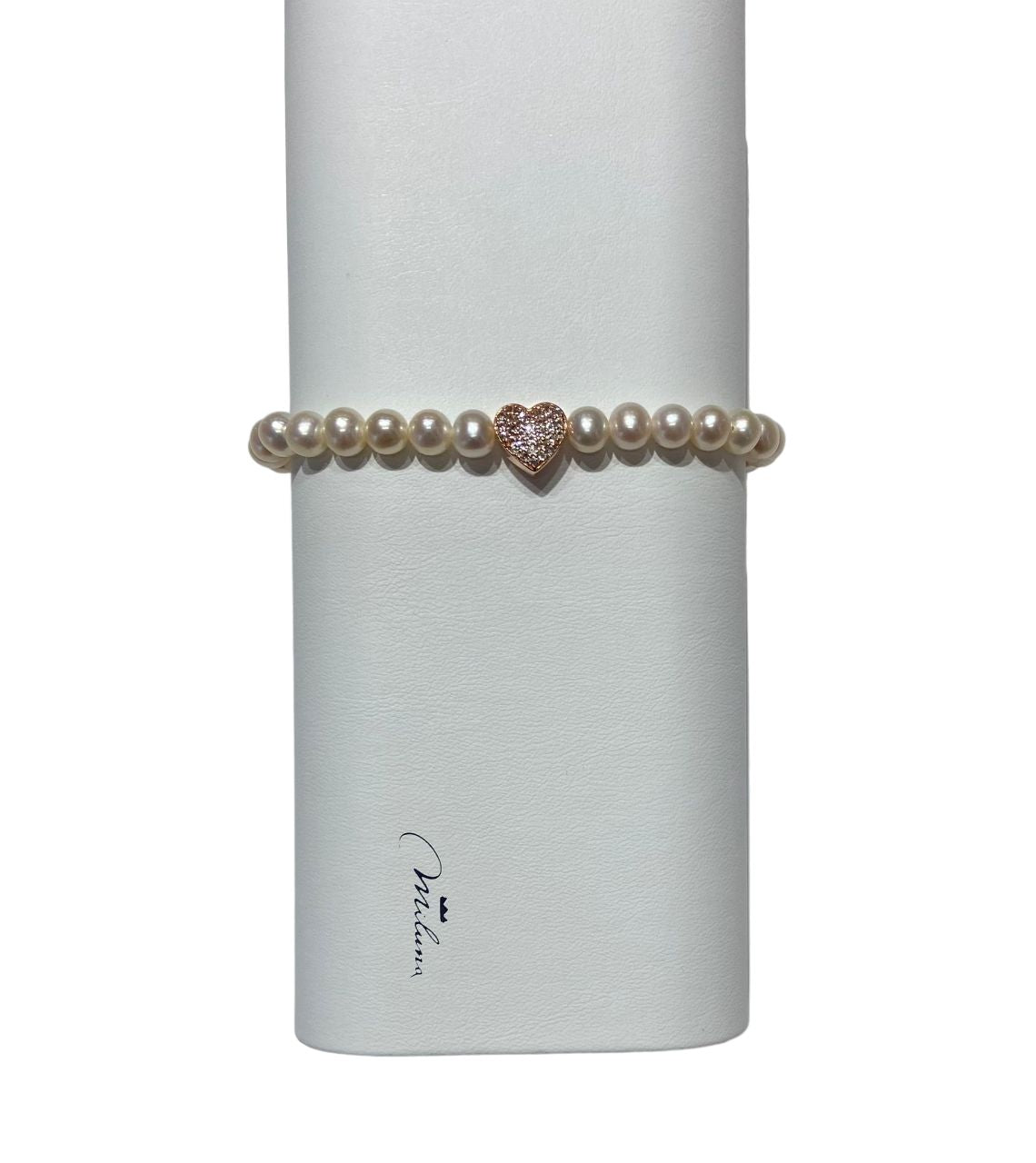 Bracciale Miss Italia con Perle 6mm e Cuore Rosato PBR3506R-TPZ