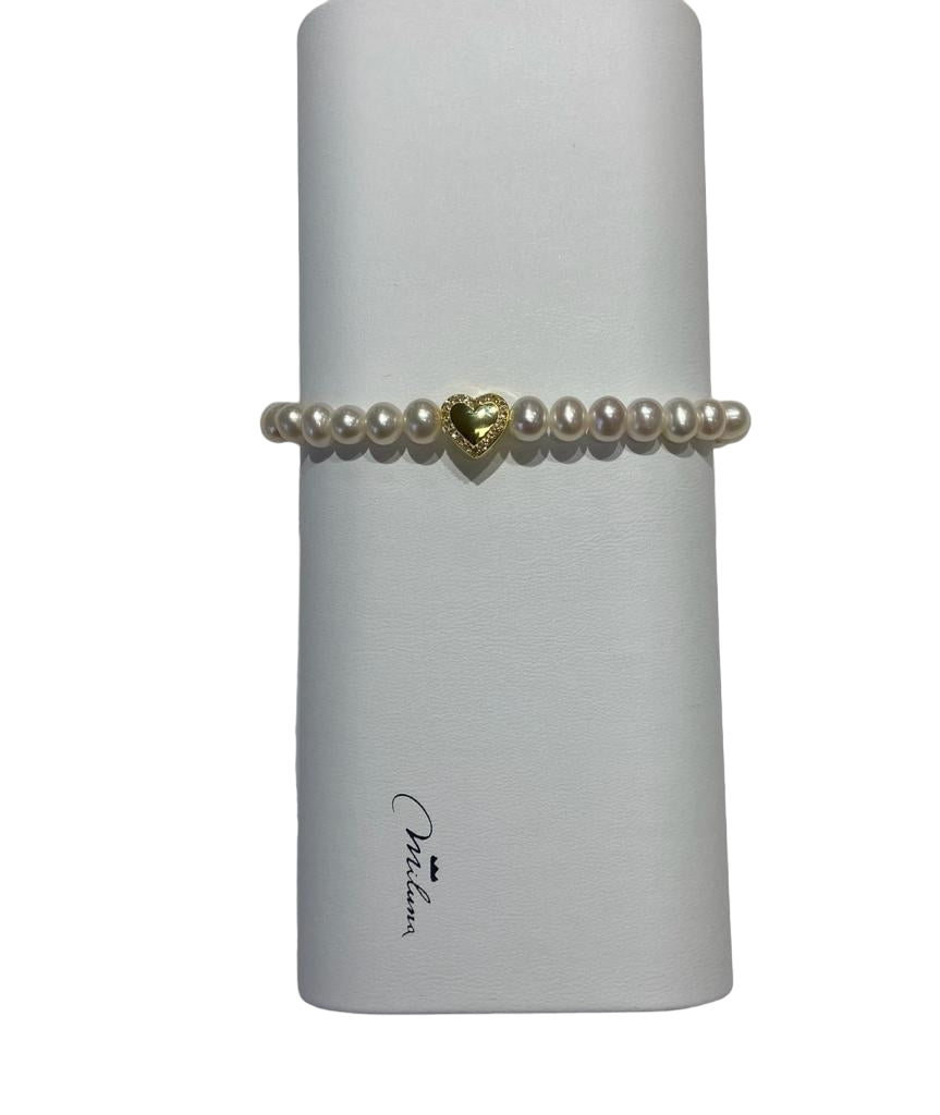 Bracciale Miss Italia con Perla 6mm e Cuore Dorato PBR3505G-TPZ