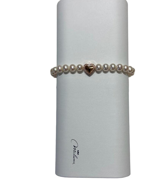 Bracciale Miss Italia con Perla 6mm e Cuore Rosato PBR3505R-TPZ