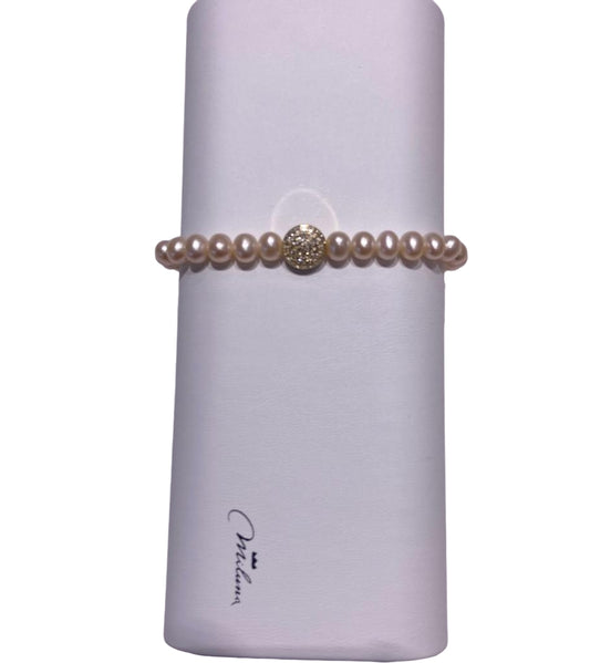 Bracciale Miss Italia con Perla 6mm e Sfera Dorata PBR3500G-TPZ