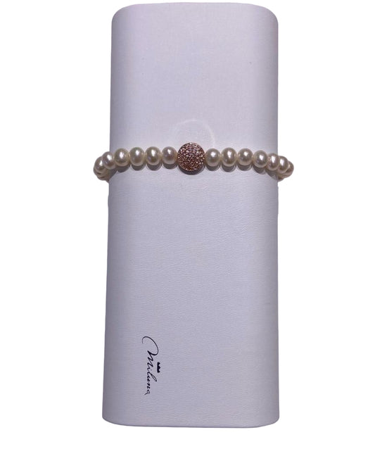 Bracciale Miss Italia con Perla 6mm e Sfera Rosata PBR3500R-TPZ