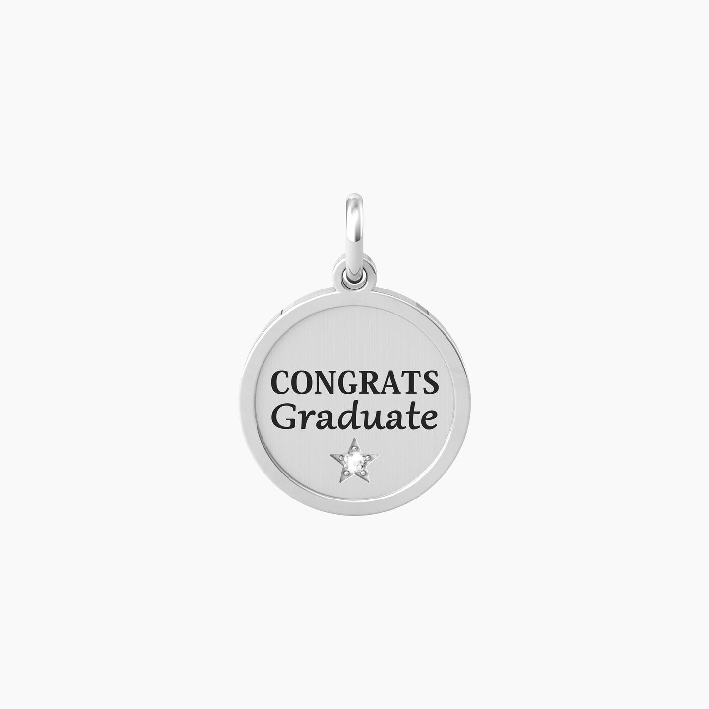 Charm Graduate Tondo con Frase Laurea e Cristallo 741011