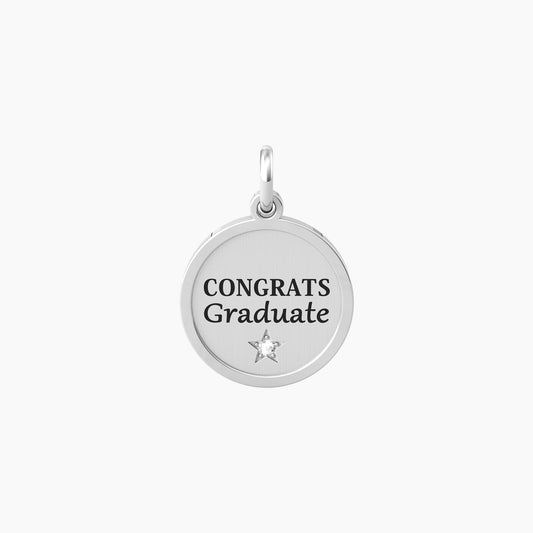 Charm Graduate Tondo con Frase Laurea e Cristallo 741011