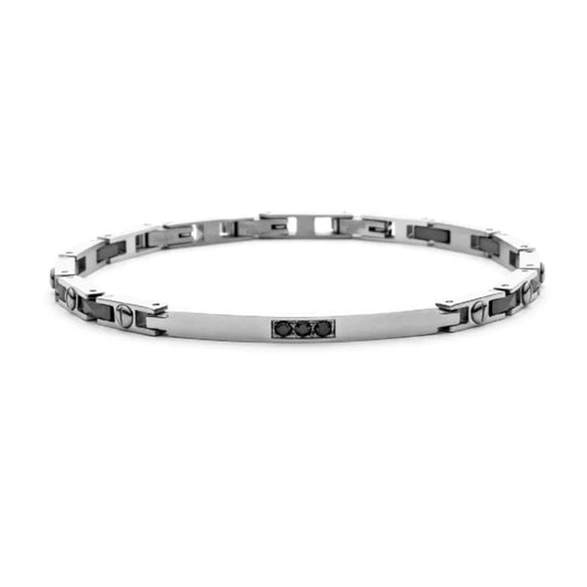 Bracciale Uomo 4US in Acciaio con Zirconi Neri 4UBR5590