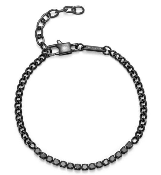 Bracciale Uomo 4US Nero con Zirconi Neri 4UBR5602