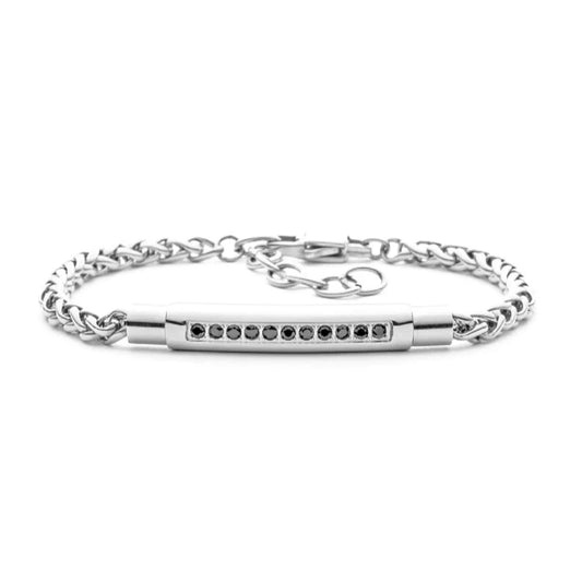 Bracciale Uomo 4US in Acciaio con Zirconi Neri 4UBR5608