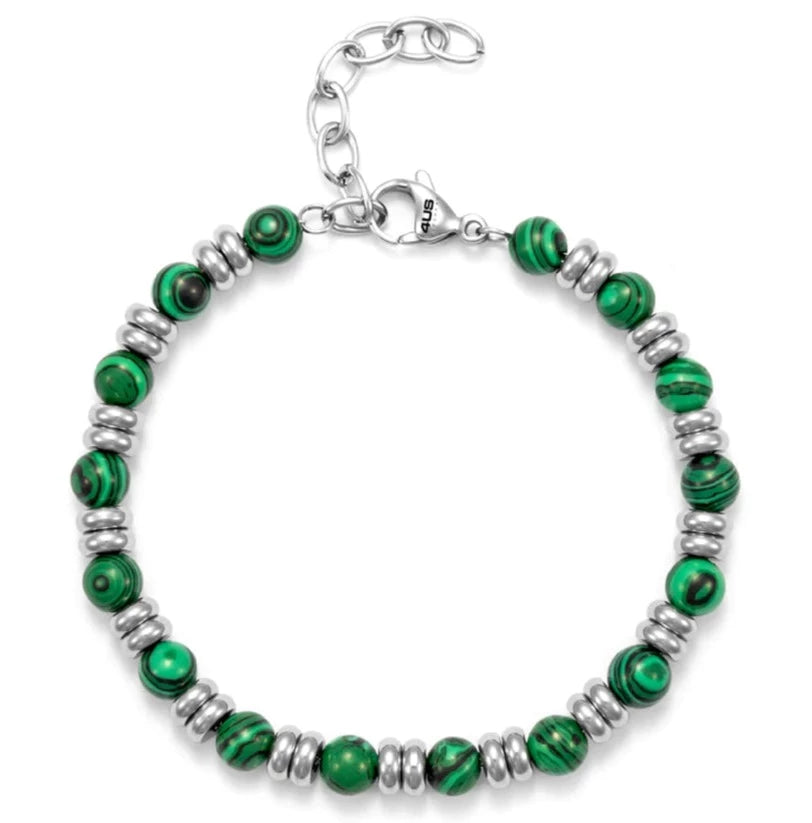 Bracciale Uomo 4US in Acciaio con Pietre Malachite 4UBR5629