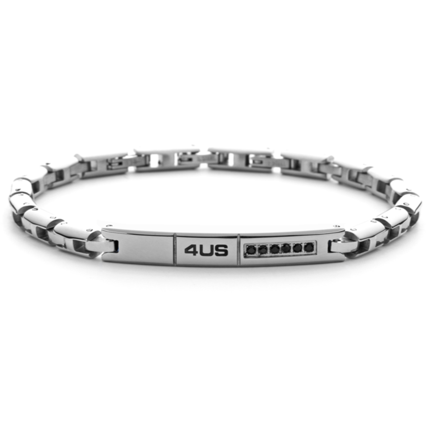 Bracciale Uomo 4US in Acciaio con Zirconi Neri 4UBR5983