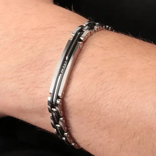 Bracciale Uomo Motown Acciaio e Nero SALS19