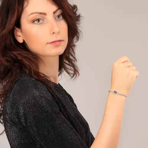 Bracciale Tesori Tennis con Zirconi Bianchi e Blu SAIW93