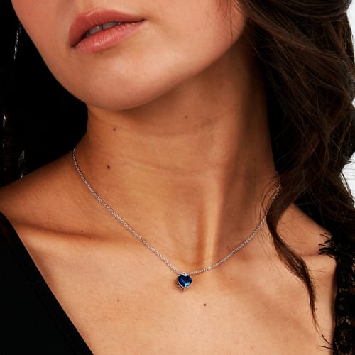 Collana Tesori con Pietra Blu a Cuore SAIW159