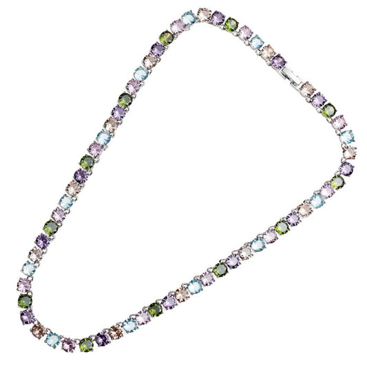 Collana Rodiata con Zirconi Colorati 500869C