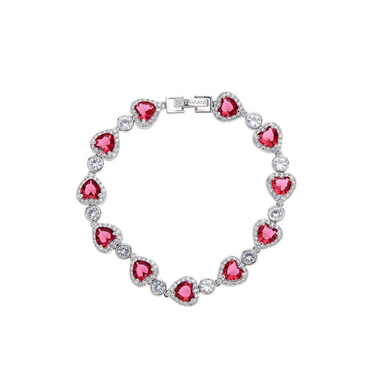 Bracciale Rodiato con Zirconi e Cuori 500916B