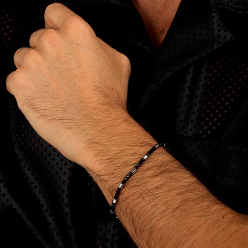 Bracciale Uomo Acciaio con Pietre Agata Nera S1734