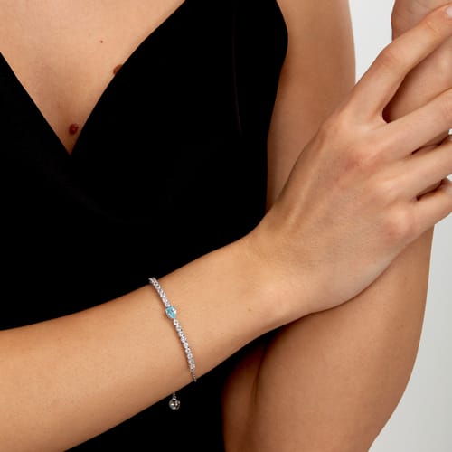 Bracciale Tesori Tennis con Pietra a Goccia Azzurra SAIW200