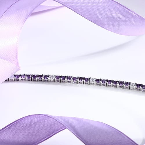 Bracciale Tesori Tennis con Zirconi Bianchi e Viola SAIW225