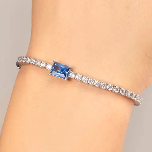 Bracciale Tesori Tennis con Zirconi Bianchi e Blu SAIW93