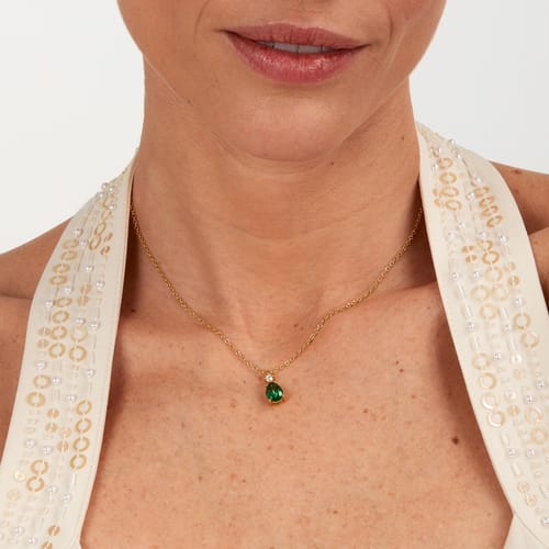 Collana Tesori Dorata con Goccia Verde SAIW190