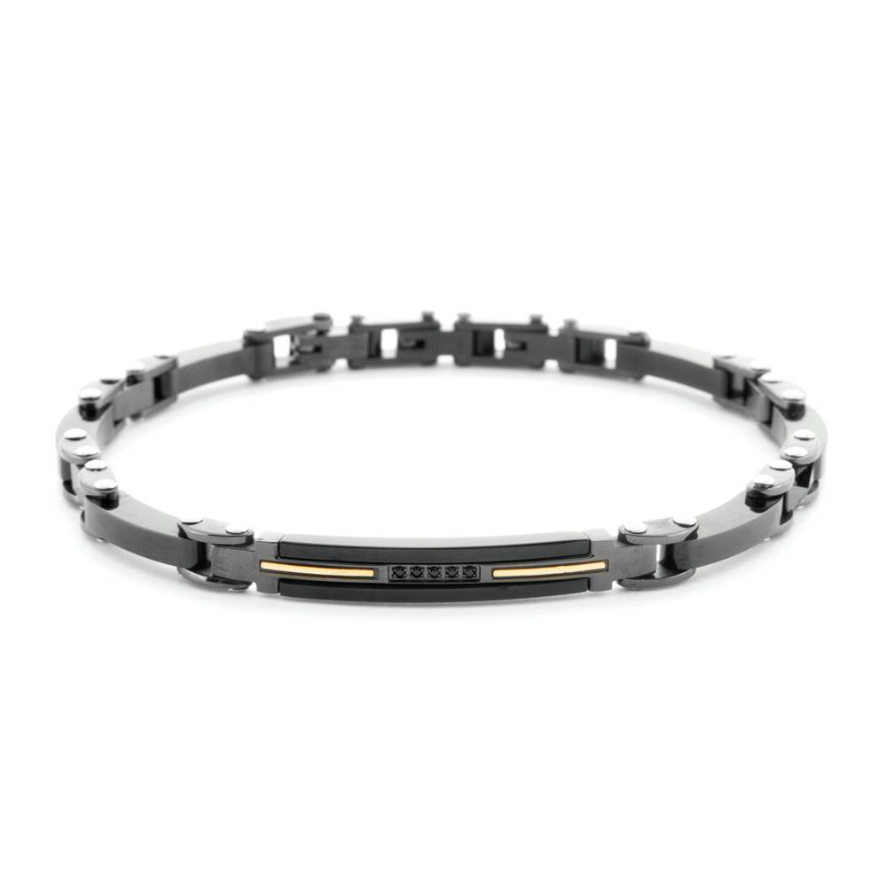 Bracciale Uomo 4US Nero con Spinelli Neri 4UBR6943