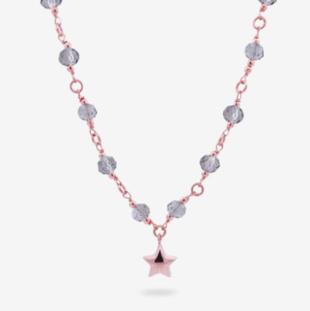 Collana Rosata con Cristalli Grigio Fumè GR-015 M5