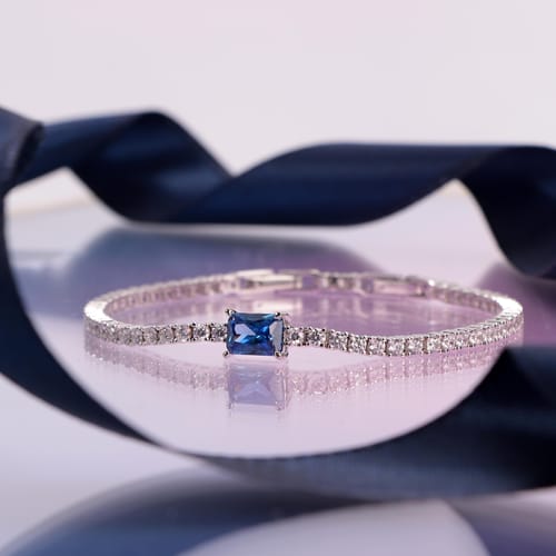 Bracciale Tesori Tennis con Zirconi Bianchi e Blu SAIW93