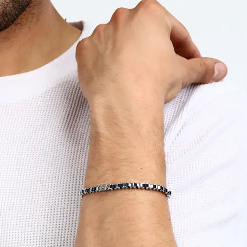 Bracciale Uomo Ceramic Acciaio e Blu SAFR40