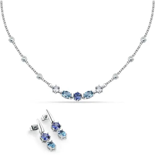 Set Collana e Orecchini con Cristalli Azzurri e Blu SAVY25