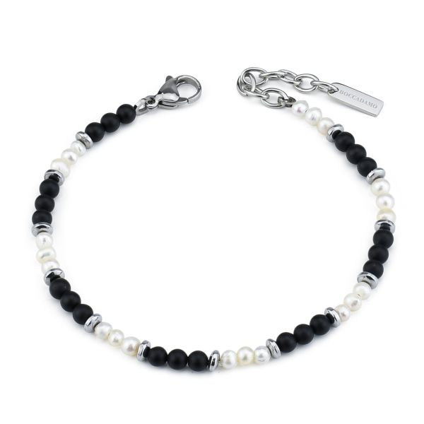 Bracciale Uomo con Onice e Perle ABR682N