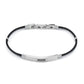 Bracciale Uomo con Cordino Nero e Rodiato con Cubic Zirconia Nera ABR692