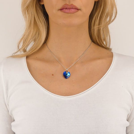 Collana con Cuore Bermuda Blu AG/GR23