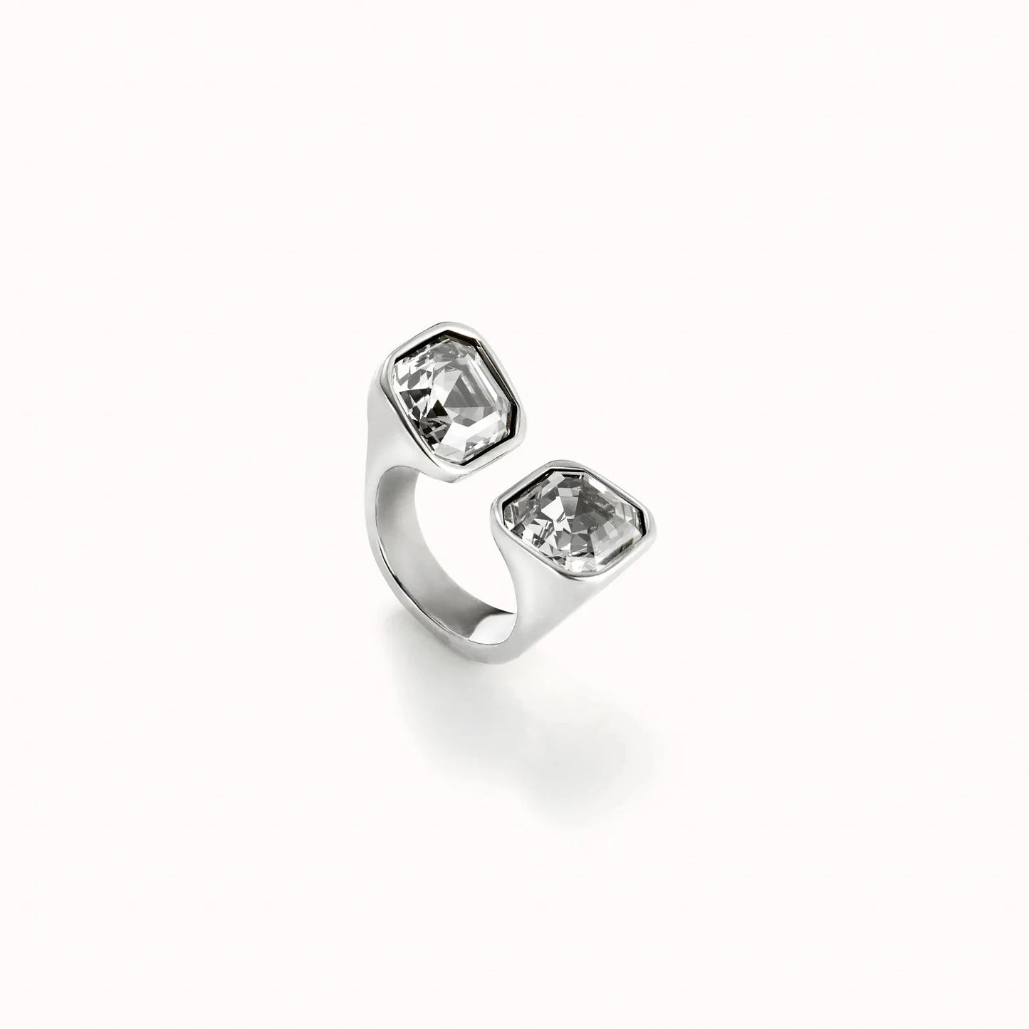 Anello Argentato Sterling con Cristallo Bianco ANI0821BLNMTL