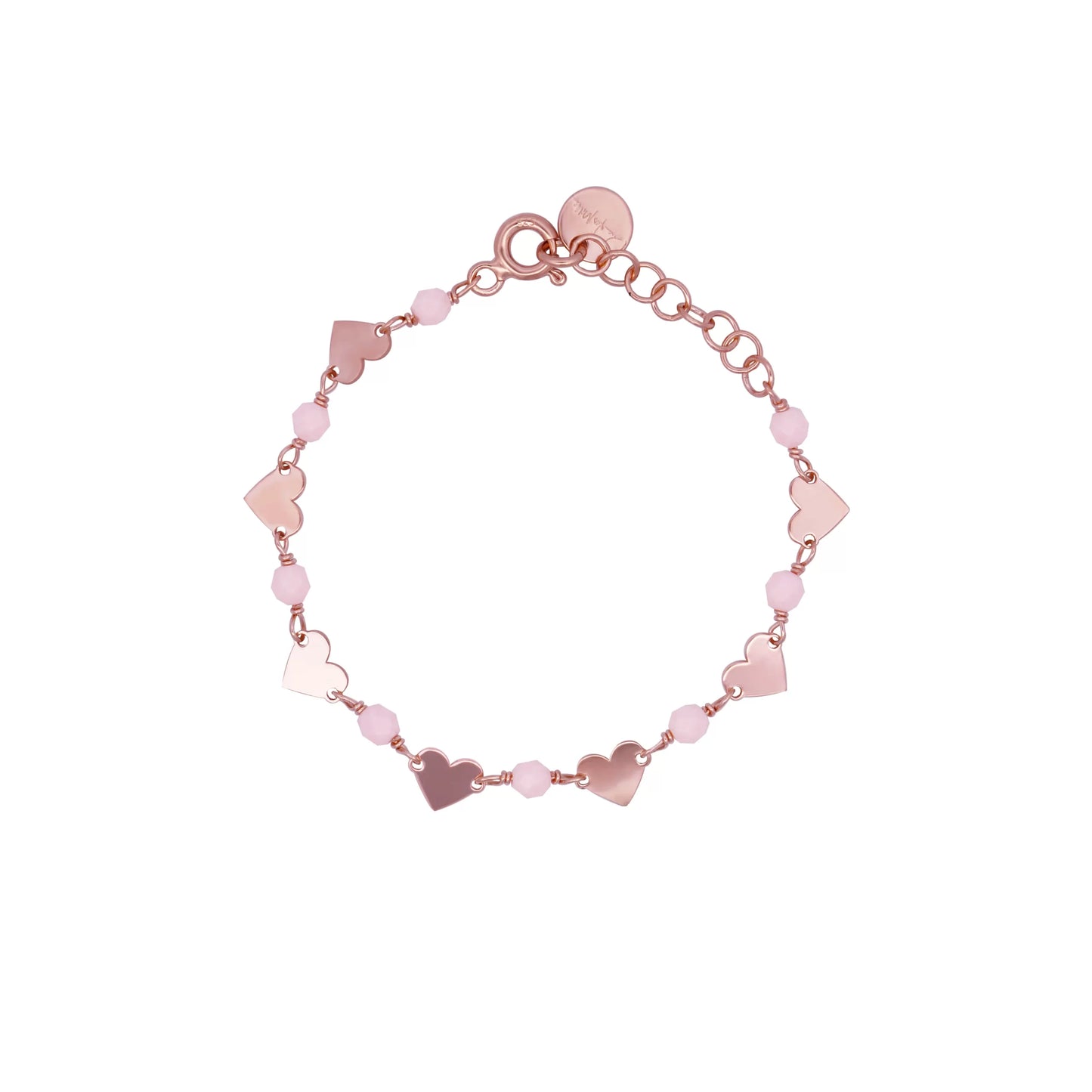 Bracciale Rosato con Cuori e Pietre Rosa BR-016 BM3