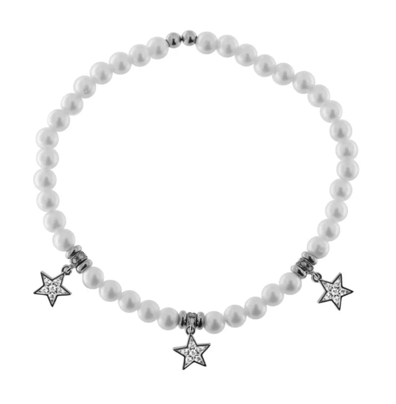 Bracciale con Perle Conchiglia, Stelle e Zirconi BRZ-013 M1 RH