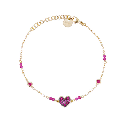 Bracciale con Cuore e Zirconi Rossi BRZ-018 M1 CUO C AU