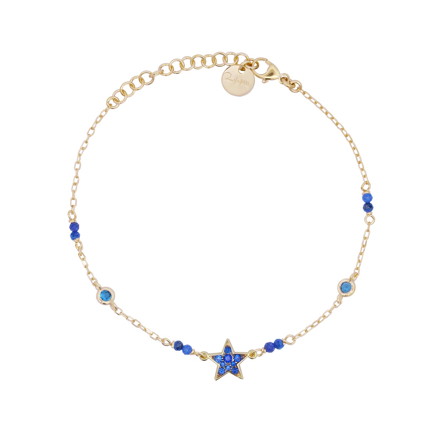 Bracciale Dorato con Stella e Zirconi Blu BRZ-018 M1 STE C AU