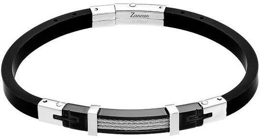 Bracciale Uomo HiTeck Acciaio e Caucciù Nero UHB094