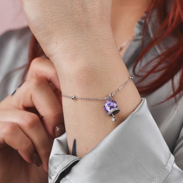 Bracciale con Campanella Portafortuna Viola CL/BR02