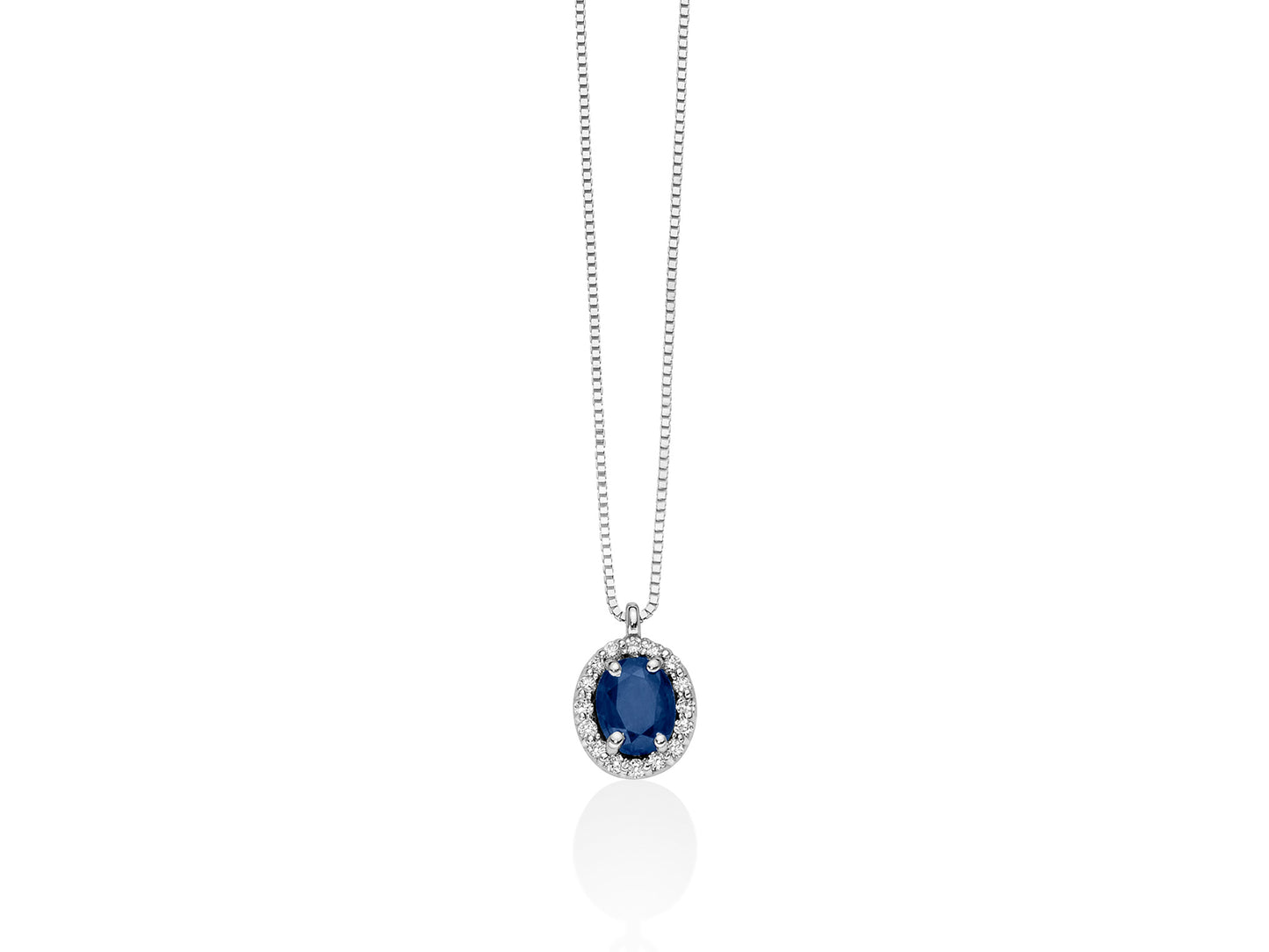 Collier Gemme Preziose con Diamanti e Zaffiro Blu CLD4088