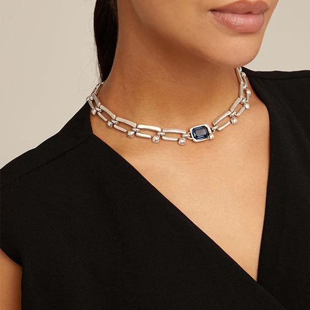 Collar Curioso con Cristal Azul COL1822AZUMTL0U