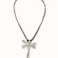 Collana Lunga di Cuoio con Libellula Centrale Sterling COL1962MARMTL0U