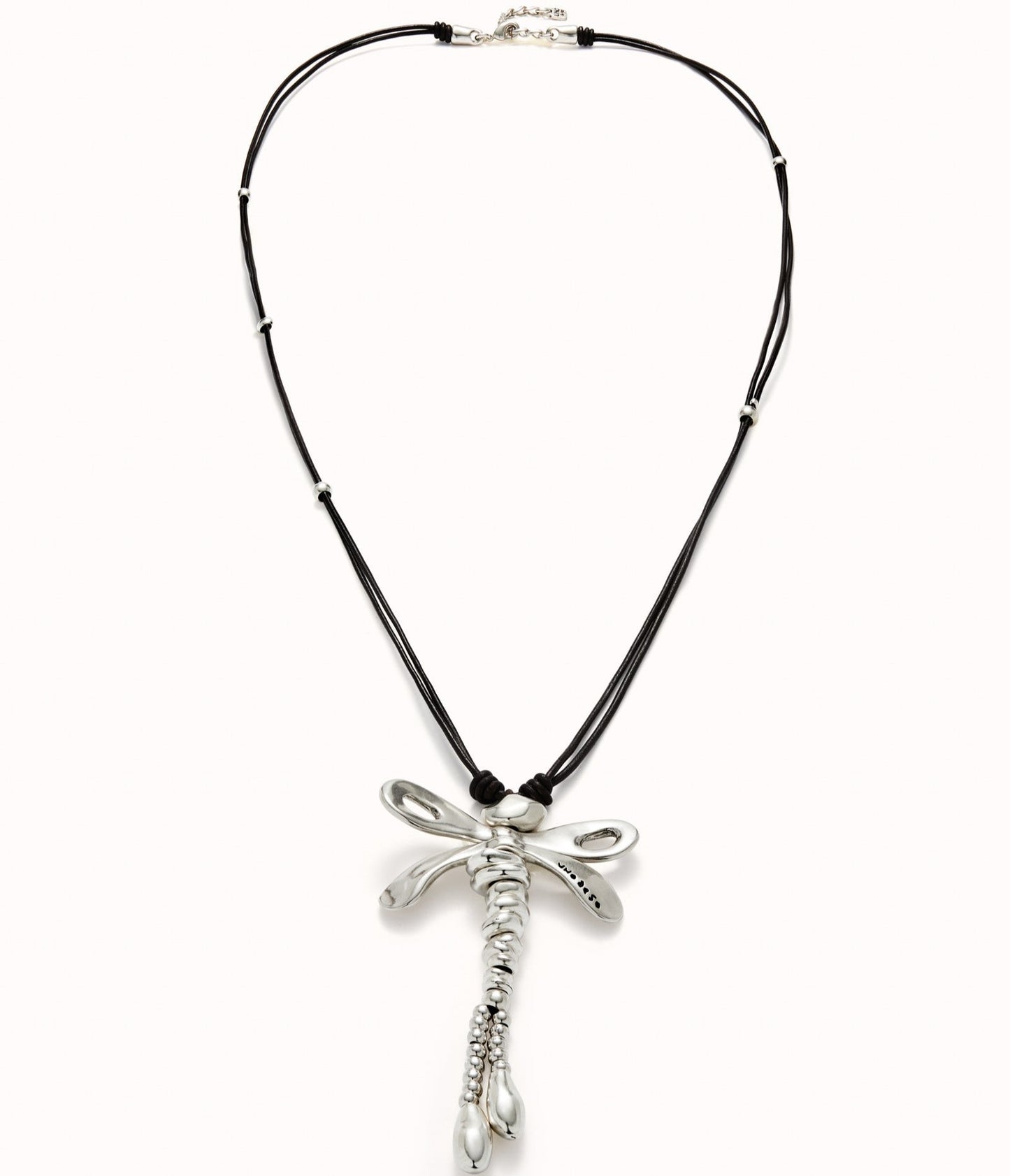 Collana Lunga di Cuoio con Libellula Centrale Sterling COL1962MARMTL0U