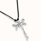 Collana Lunga di Cuoio con Libellula Centrale Sterling COL1962MARMTL0U